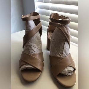 Nude Block Heels Size 9.5 Royu Elowlyn Strappy Open Toed Heel